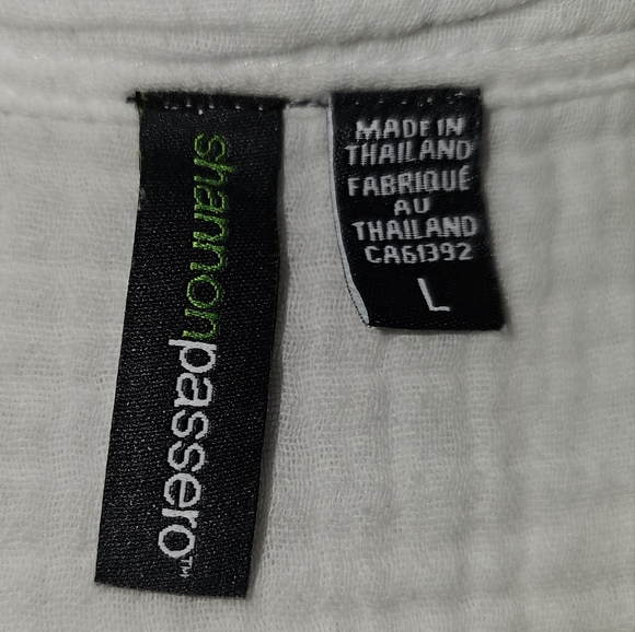 Shannon Passero Colorblock Button Up Gauzy 100% Cotton Shirt.  Tan Cream.  Lg - Picture 11 of 13